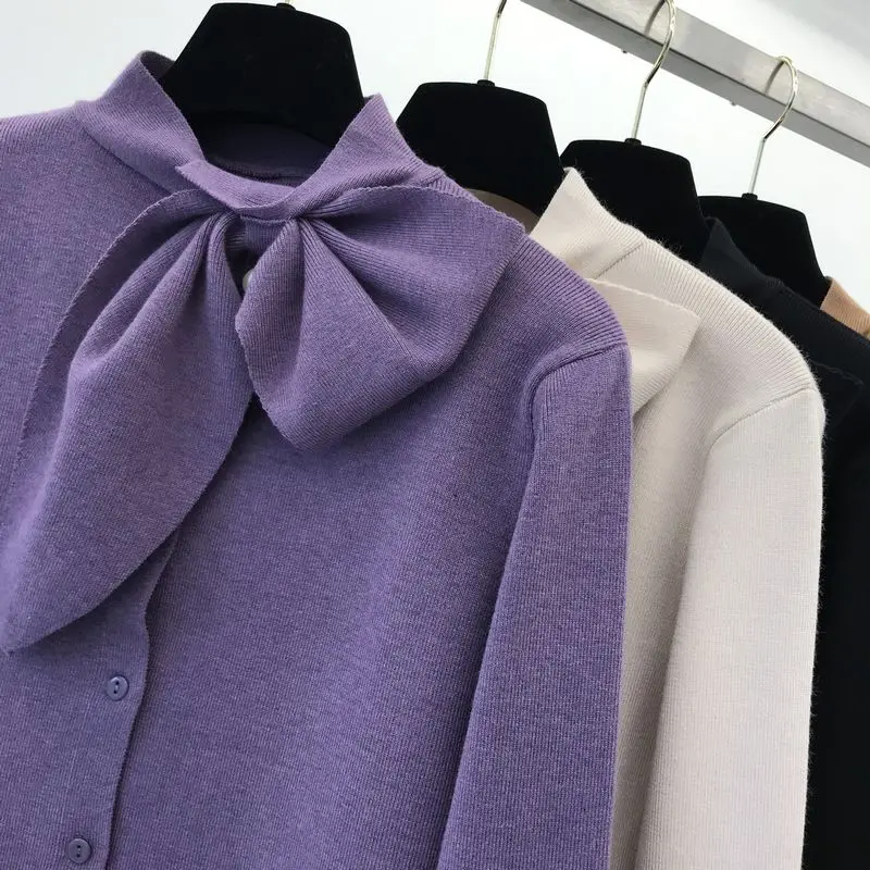 Neploe, темперамент, шнуровка, бант, дизайн, вязанный, Pull Femme, однотонный пуловер, свитер для женщин, тонкая, с одной грудью, нижняя часть, Джерси, 47695