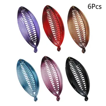 

6pcs Hair Claw Solid Color Hair Crab Retro Moon Shape Pearl Hair Clips Make UP Hair Accessories Large Size Hairpin