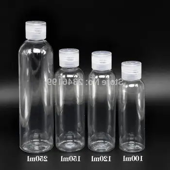 

100ml 120ml 150ml 250ml Clear Plastic Empty Cosmetic Bottles Round Shoulders Liquid Container Travel Cosmetic Packaging
