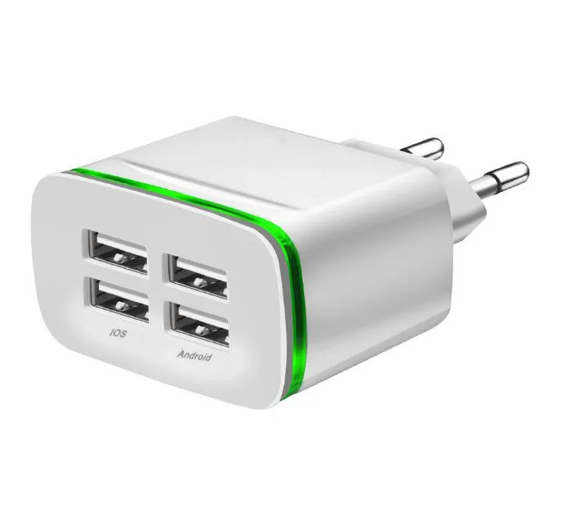 50 штук в наборе USB Зарядное устройство для iPhone samsung Android 5V 4A 4-Порты мобильного телефона, Универсальные наушники Быстрая зарядка светодиодный светильник настенный адаптер