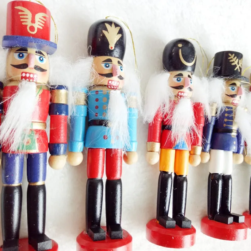 6 шт., 12 см, деревянная кукла-Щелкунчик, солдат, миниатюрные фигурки, винтажная ручная работа, кукла, год, Рождество, украшения для дома