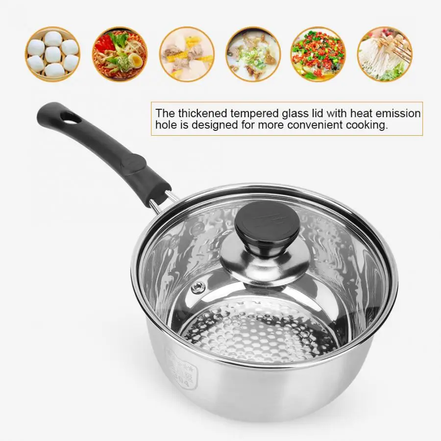 Stainless Steel Thick Milk Pot Non-Stick Cooking Sauce Pan for Home Coffee Shop Restaurant