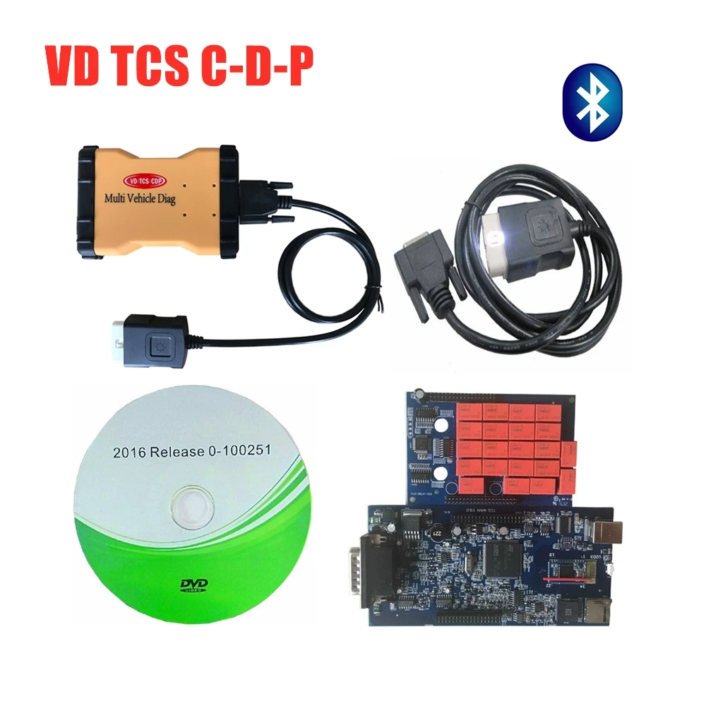 Новейшее 2016R0 программное обеспечение VD TCS C-D-P для автомобилей с bluetooth сканером vd ds150e c-d-p obd автомобили Грузовики диагностические инструменты - Цвет: with bluetooth