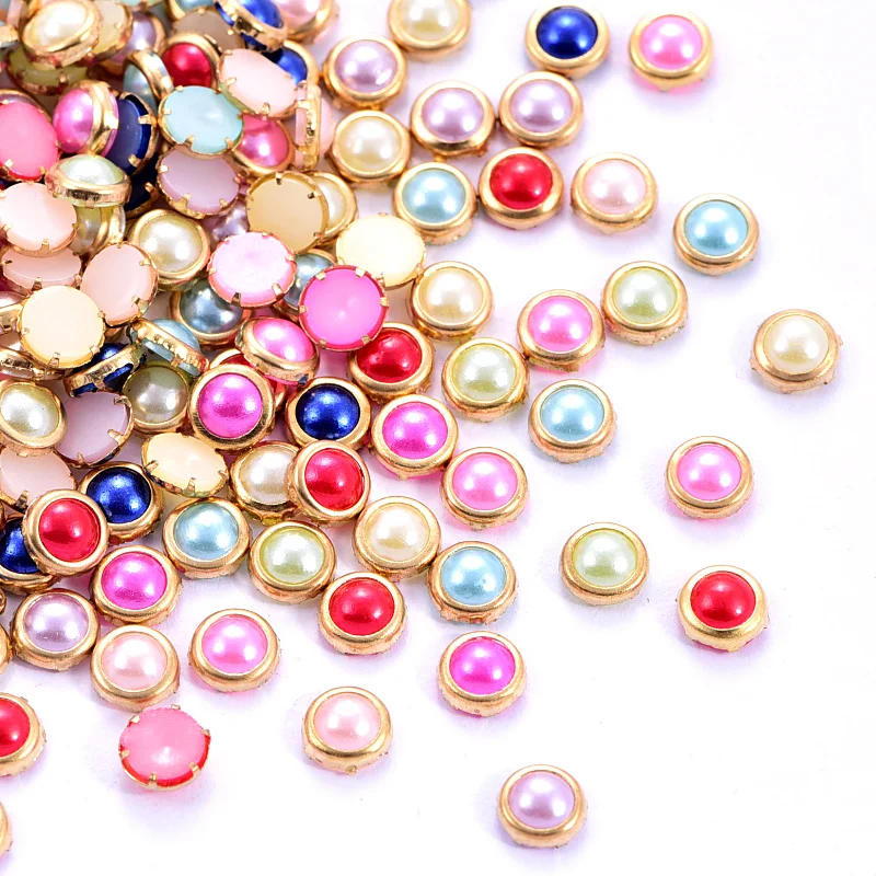 

200pcs Mix Color 4mm Half Round Pearls Metal Alloy Edge Glitters ABS Round Beads Nail Art Decoration Rhinestones DIY Craft B1282