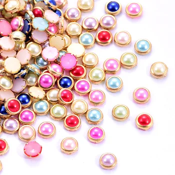 

200pcs Mix Color 4mm Half Round Pearls Metal Alloy Edge Glitters ABS Round Beads Nail Art Decoration Rhinestones DIY Craft B1282