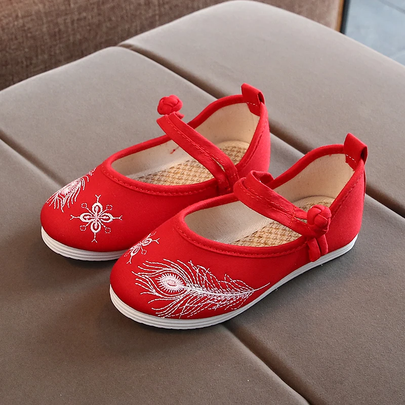 Spring Autumn Children Casual Canvas Shoes Baby Girls Set of Feet Sneakers Breathable Cotton Fabric Inside ST034 - Цвет: ST034Red