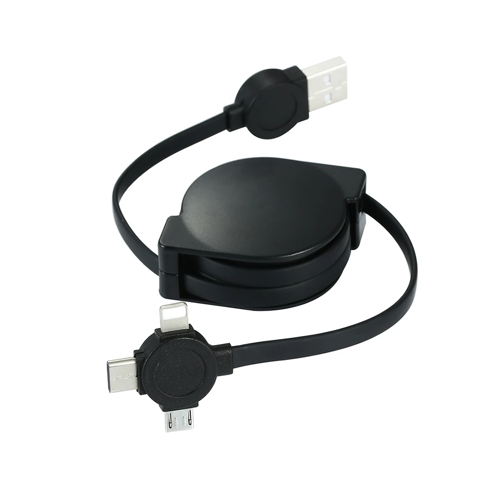3 в 1 Выдвижной Тип-C/Micro USB 8 Pin кабель для быстрой зарядки и передачи данных