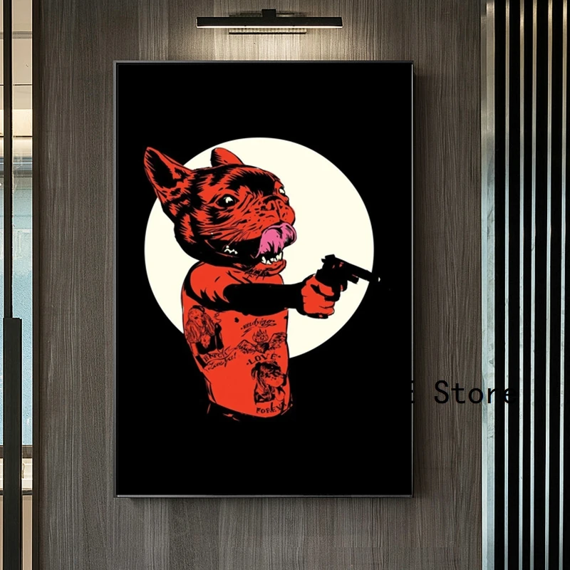 Творческие постеры с изображением собаки и пистолета для абстрактного искусства