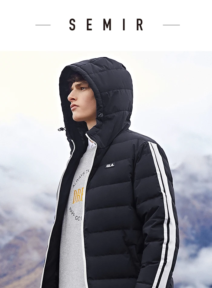 SEMIR пуховик мужской короткий Повседневный Модный Дикий зимний теплый тренд красивый жакет одежда с капюшоном для взрослых пуховик
