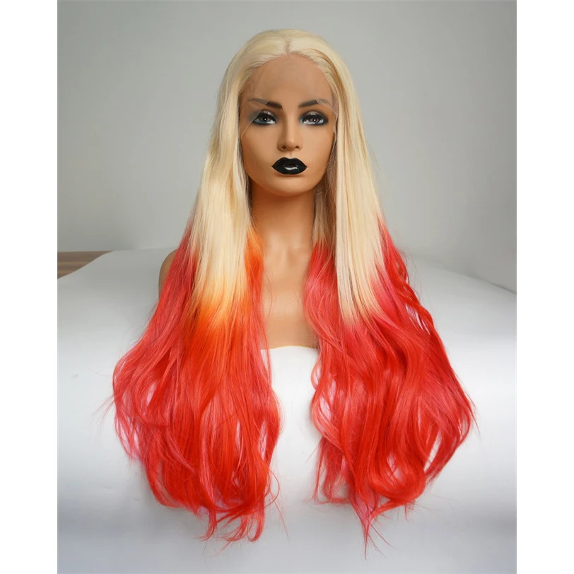 Cosplaysalon 24 дюйма длинные прямые Ombre Синий блондин зеленый розовый флуоресцентные