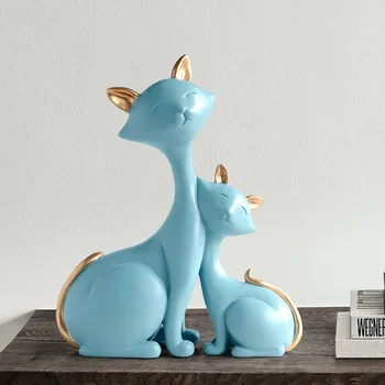 

Home Decor Resin Cat Figurines Desktop Cat Statue Ornaments Livingroom Accessories Miniatures Decorative Animal Wedding Gifts