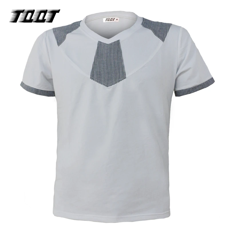 TQQT Топ Homme Лоскутная футболка однотонные футболки клетчатые мужские майки