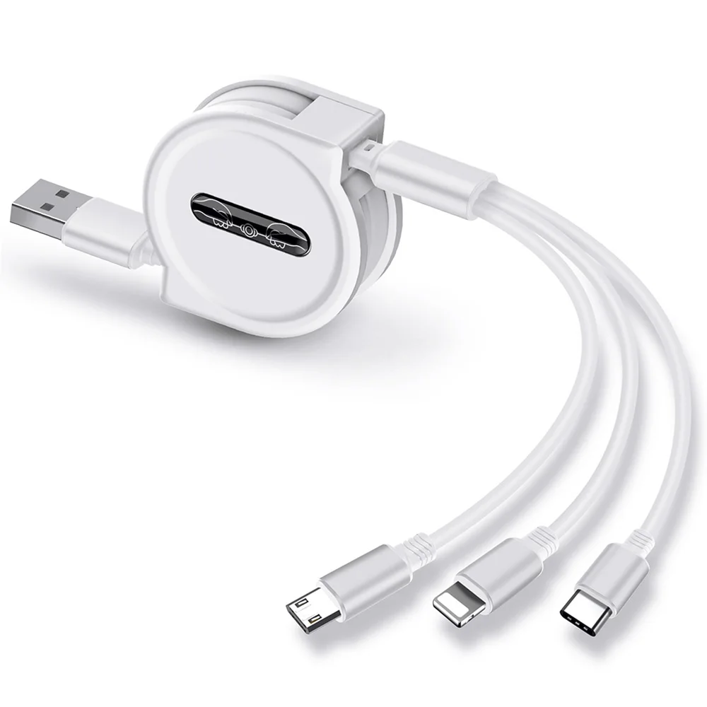 Rovtop 3 в 1 usb type C Micro USB кабель type-c для iPhone кабель зарядного устройства 120 см 3A кабель быстрой зарядки USB C - Цвет: Белый