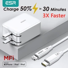 ESR – chargeur USB type-c rapide pour iPhone 11, 18W, prise murale de voyage, PD, pour iPhone X, XR, XS Max, EU, US, UK