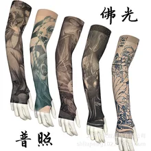 Guanyin Татуировка льда рукава татуировки вискоза манжета-с большим пальцем-солнце-устойчивые перчатки руки, чтобы покрыть