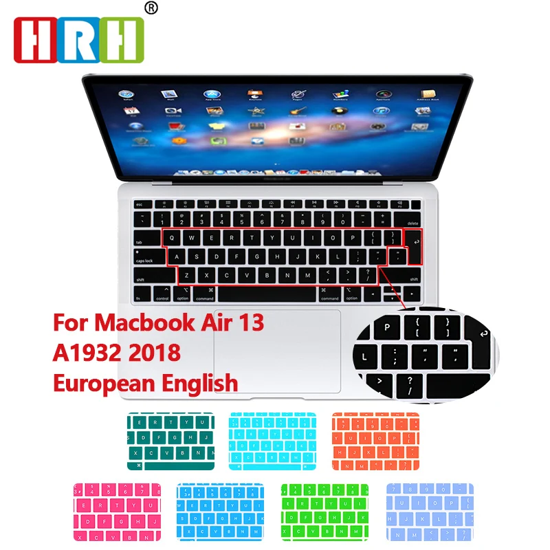 Водонепроницаемый силиконовый чехол HRH с английской клавиатурой для MacBook Air 13A1932