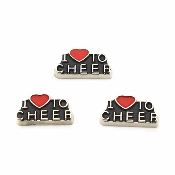 

New Arrival 10pcs/lot Charms l love to cheer Floating Charms for Floating Memory charms pendant Lockets DIY Jewelry