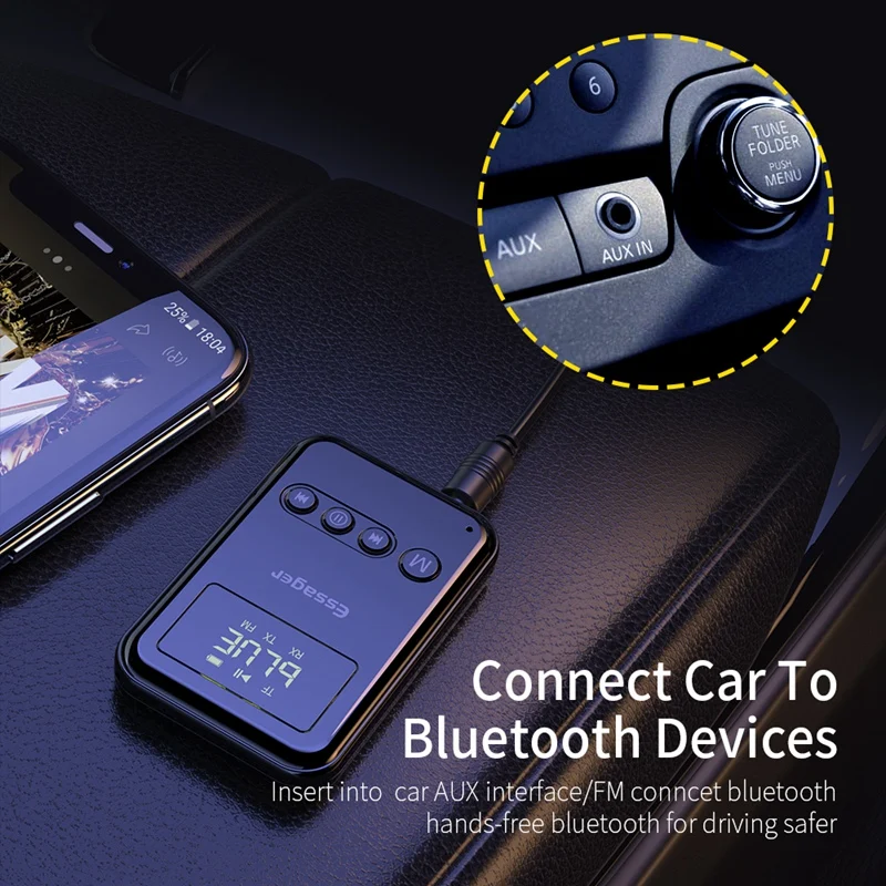 ESSAGER Bluetooth 5 0 o Transmitter Receiver 3 5mm Jack Aux o Wireless Adapter for PC TV Headphone Car