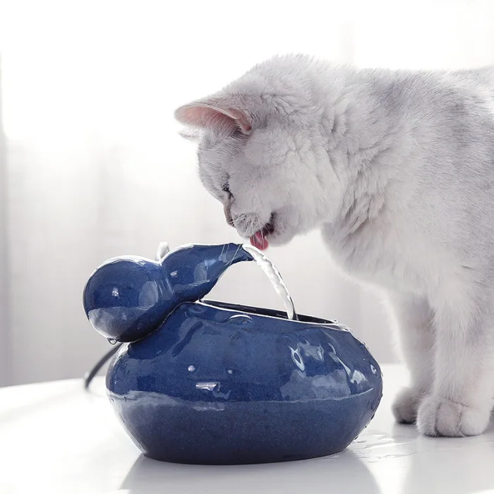 Cat Ceramic Water Fountain Automatic Pet Drinking Fountain Quiet Electric Automatic Circulation System Water Dispenser P7Ding