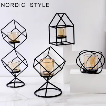 

Moderno Metal Candle Holders Nordic Geometric Wedding Dinner Dining Table Romantic Candlestick Decoracao Casa Home Decor MM50ZT