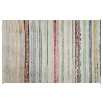 

Handmade Multicolor Vintage English Striped Rug Area Rug 195x298 Cm-6'5''X9'9''