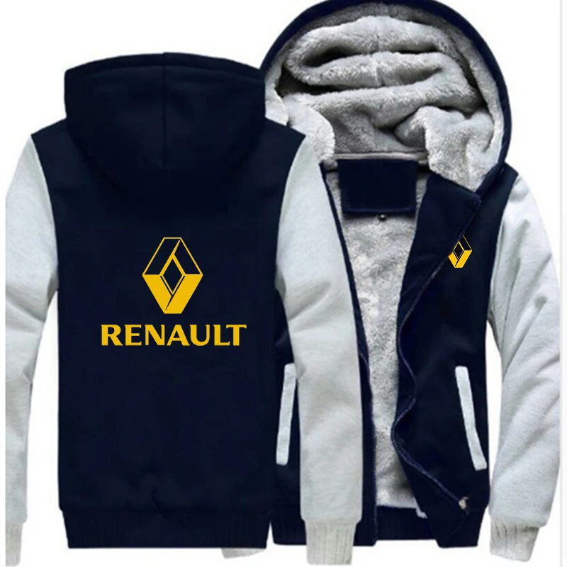 Мужская марка автомобиля Renault желтая куртка с капюшоном на молнии с логотипом зимняя унисекс Повседневная утепленная куртка толстовка Харадзюку в стиле панк - Цвет: 3