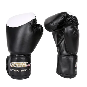 

1 Pair Adult Boxing Gloves Adjustable Built-in Compressed Sponge PU Mittens Mitts Hand Protector Fitness Fighting Accessories