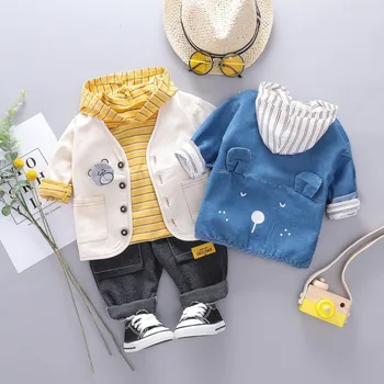

0-4 years High quality spring boy girl clothing set 2019 new casual fashion kid suit children baby clothes coat+hoodies+pant