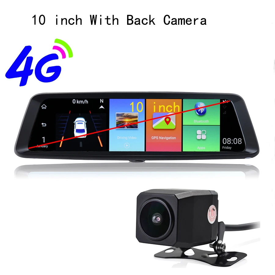 Udricare 4G sim-карта Android Смарт зеркало заднего вида двойной объектив DVR gps навигация мобильный телефон пульт дистанционного управления видеомагнитофон