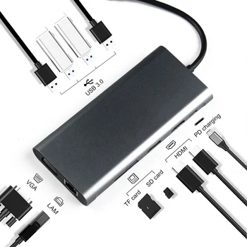 

11 in 1 USB HUB Save Time and Energy for Convenience to Multi USB 3.0 4K HDMI RJ45 PD TF Cards Reader Adapter Dock