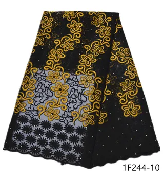 

High Quality African Lace Fabric With Rhinestones French Net Embroidery Tulle Lace Fabric For Nigerian Wedding Party Dress 1F244