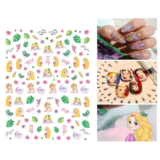 1PCS Disney Cartoon Anime Collection Star Design Nail Sticker Mickey Mouse Donald Duck Lion King Mermaid Stitch Nail Slider WG267