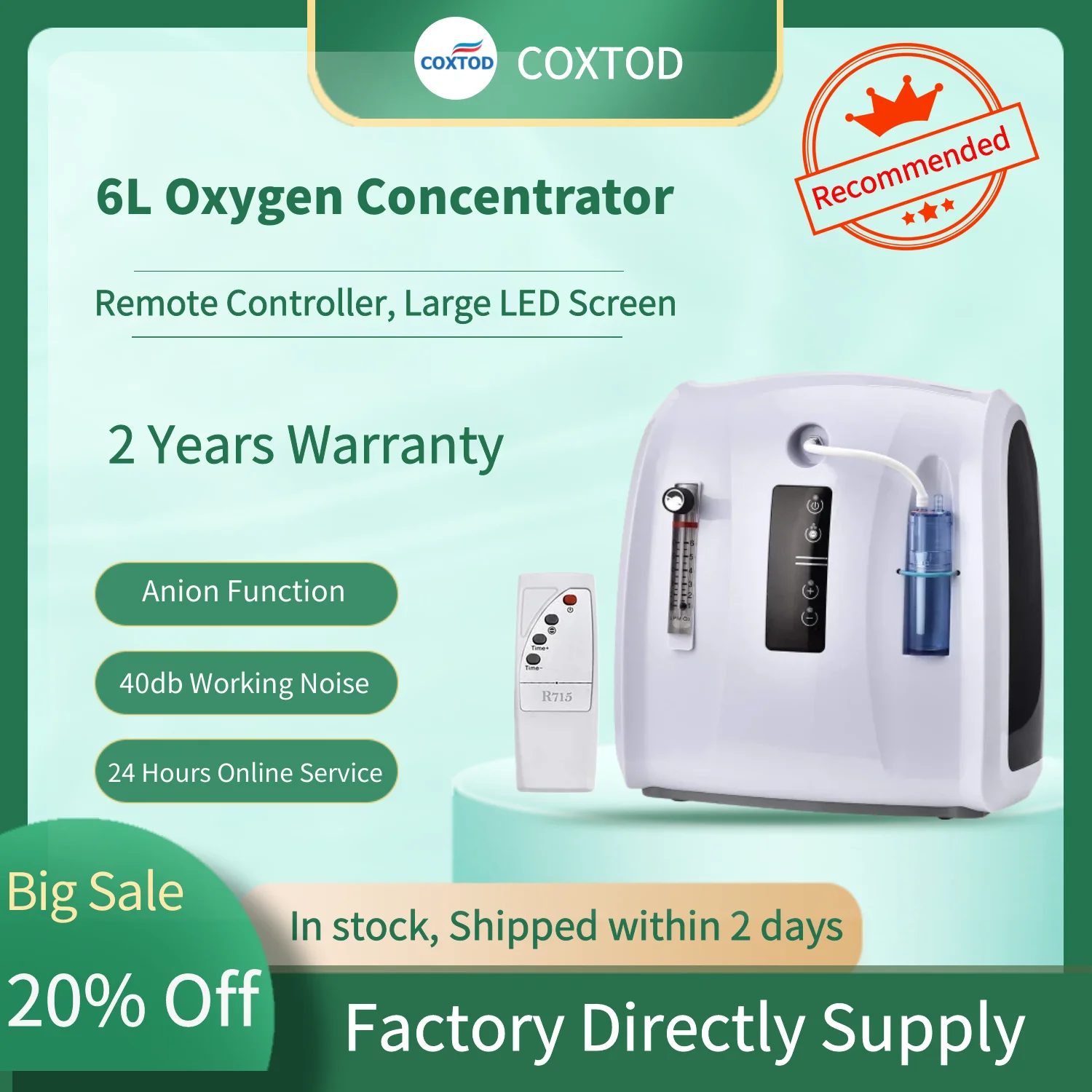 Household Oxygen Concentrator Generator 16l/min Air Purifier 24hours