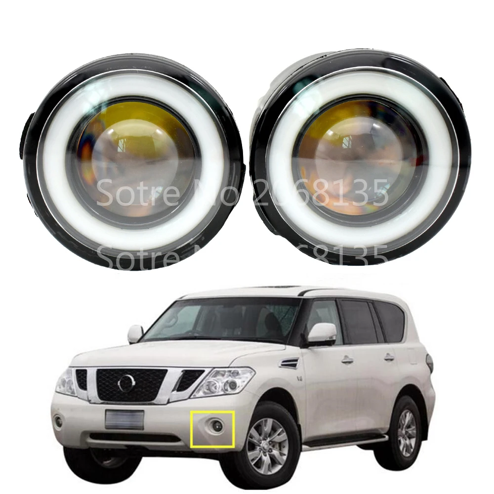 

2x Car LED Fog Lights 90mm Round with Angel Eye For NISSAN Murano Z51 Juke PATROL 3 III Y62 2006-2015