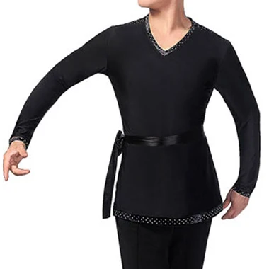 Long sleeve Блестящая Алмазная рубашка для латинских танцев Мужская для взрослых бальное платье для танцев топы samba сценический топ из эластичного материала конкурентоспособные рубашки DL4443 - Цвет: Long sleeve
