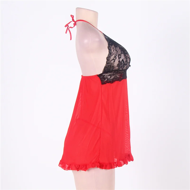 Ohyeahlover Висячие шеи сорочки Babydoll сшивание меховой цветочный Picardias Eroticos Mujer перспектива оборками Очаровательная RL7551