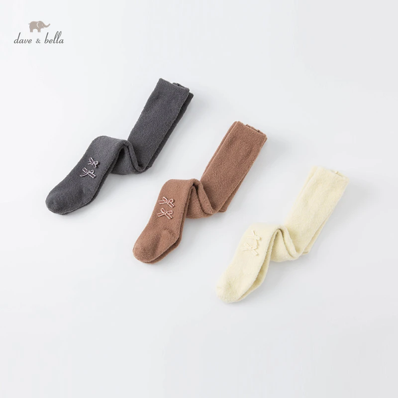 

DB20134 dave bella winter infant baby girls lolita bow solid leggings children fashion leggings