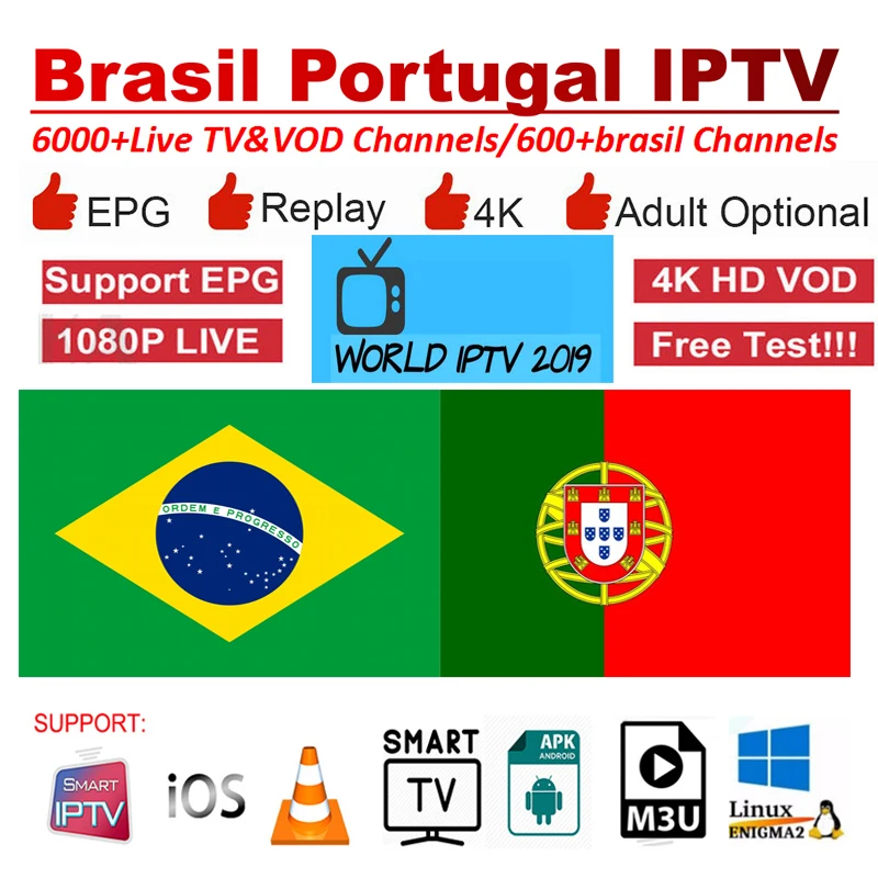 

Brasil portugal iptv smarters Subscription enigma2 Android TV Box iptv Latino Spanish Brazil USA Chile French Canada Mexico 4K