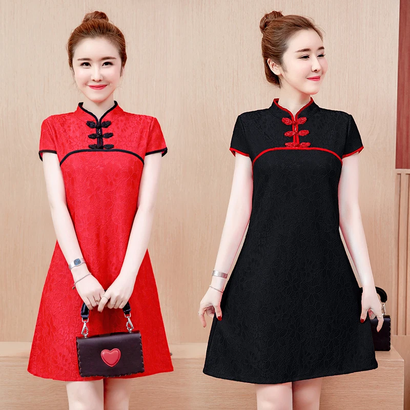 Традиционное китайское платье женское атласное платье cheongsam винтажное платье Ципао с коротким рукавом китайское платье Женский костюм Тан