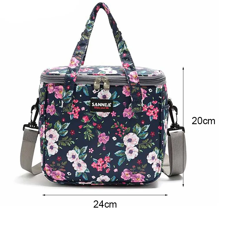Women Insulated Lunch Box For Shoulder Kids Thermal Food Fresh Breakfast Bag Storage Grils Cooler Tote Picnic Bags Large 7L Case
