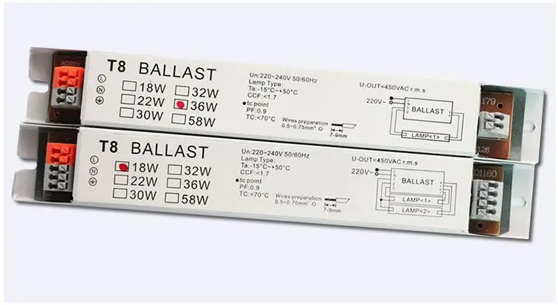 T8 220V-240V 18W 36W 58W Electronic Ballast Fluorescent Lamp Electronic Ballast