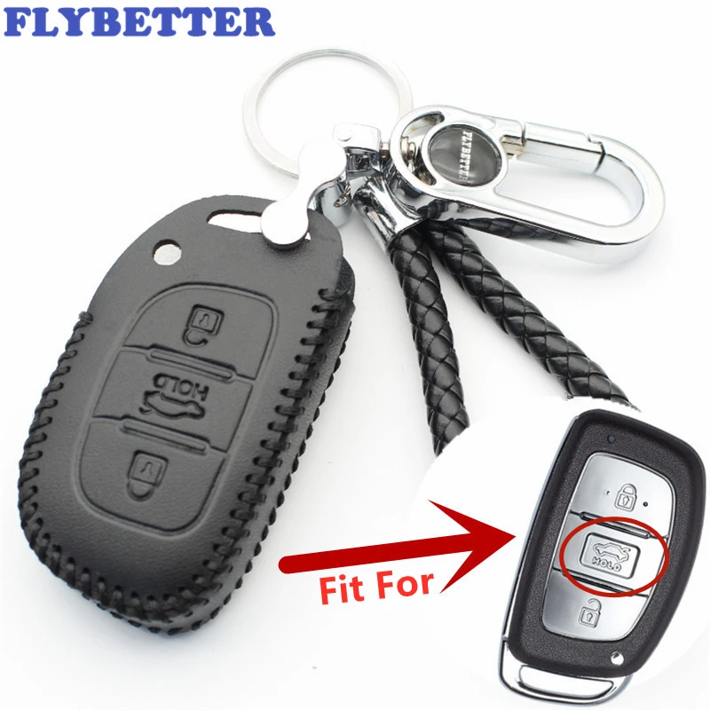 FLYBETTER натуральная кожа 3 кнопки Автозапуск смарт-ключ чехол КРЫШКА ДЛЯ Hyundai
