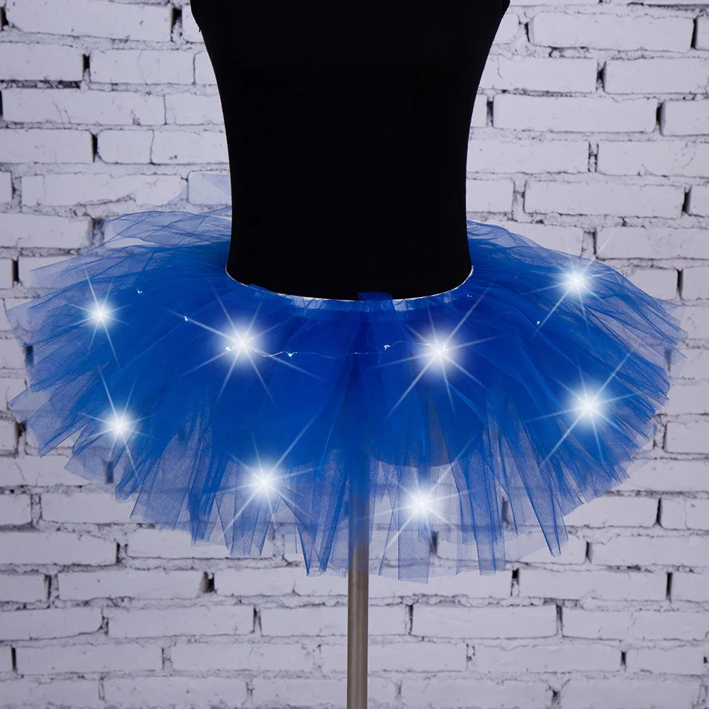 Women's Girl LED Light Up Tulle Tutu Dancing Skirt New Fashion 8 colors Party Night Skirts Halloween Costumes Skirts z0905 - Цвет: BU