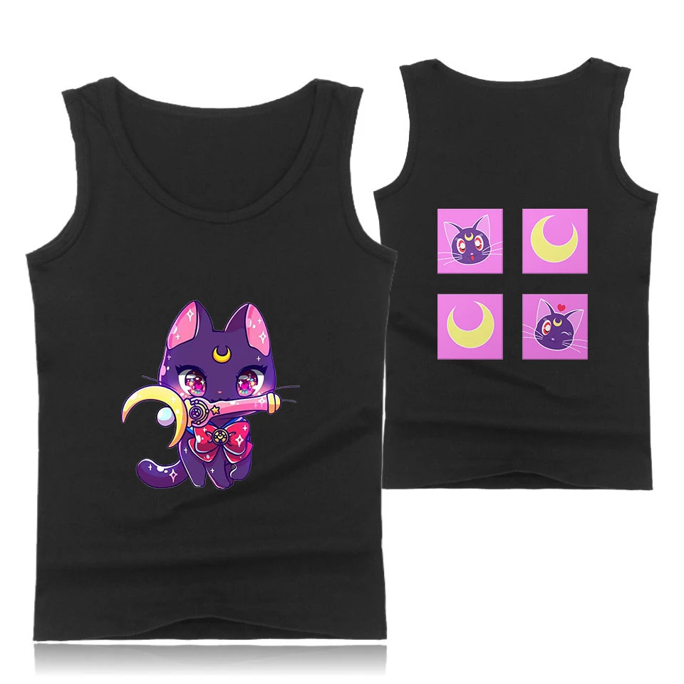 Sailor Moon/брендовая майка для бодибилдинга, мужская майка для фитнеса, майка без рукавов Harajuku, майка для мускулистых мужчин, майка