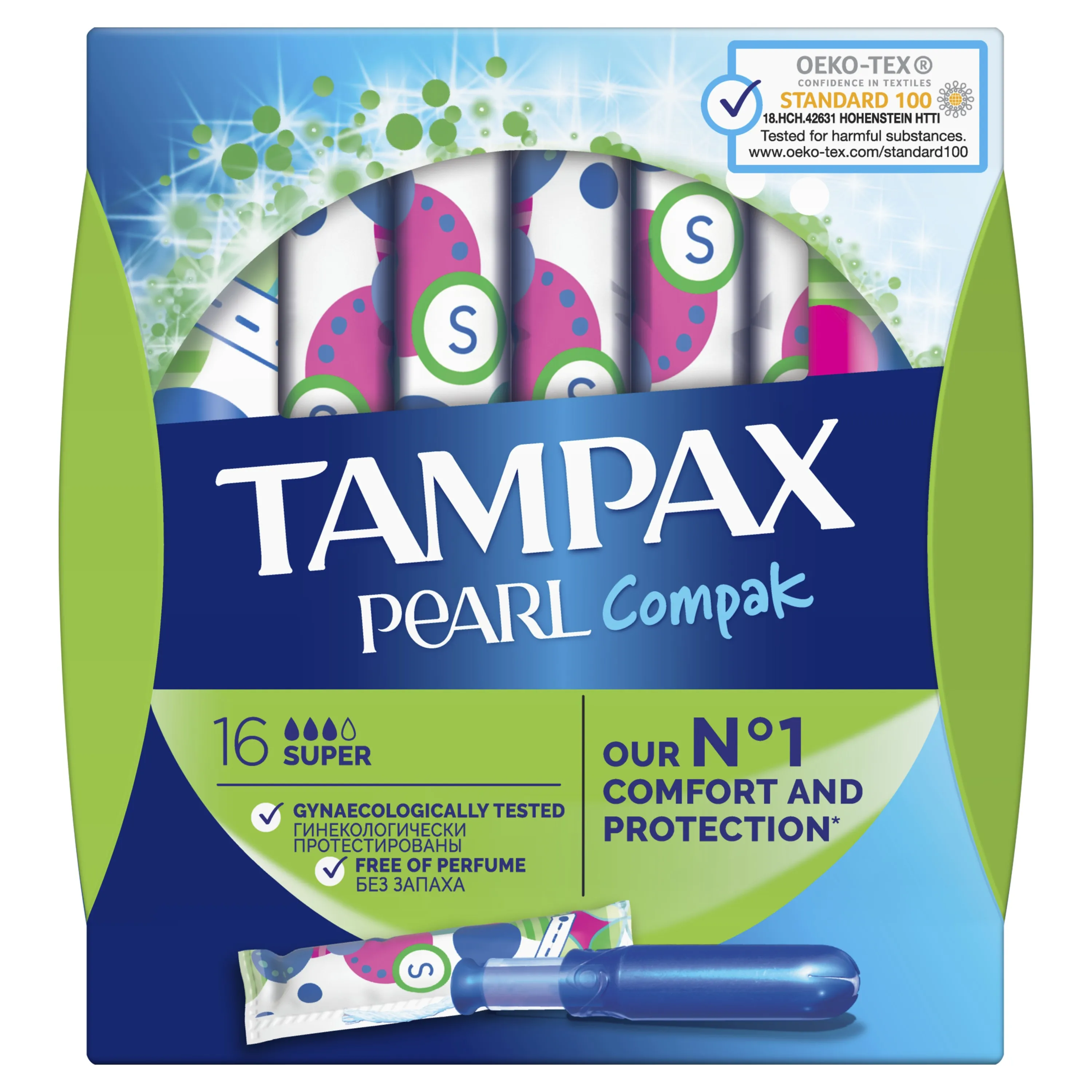 TAMPAX Compak Pearl Женские гигиенические тампоны с аппликатором Super Duo 16шт | Красота и