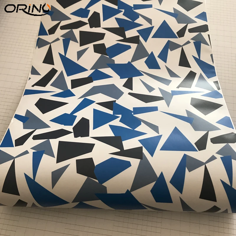 Black Blue White Vinyl Film Wrap-5