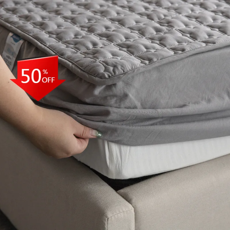 ADOREHOUSE Washable Bed Cover Queen Size Breathable Solid Color Mattress Embossed Quilted King Protector | Дом и сад