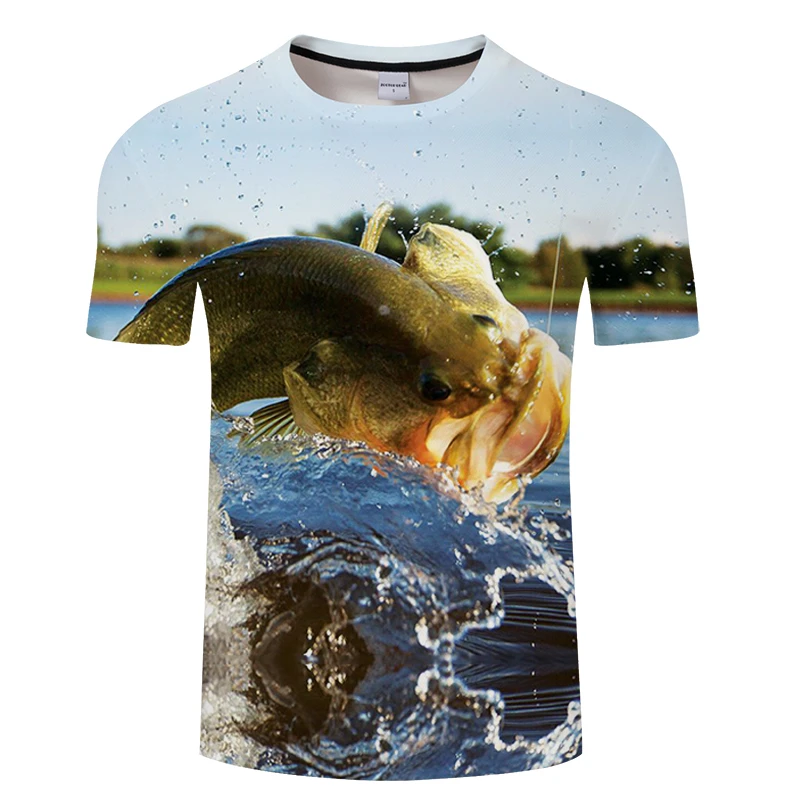 

Latest Casual 3d Men Women Summer Fishinger Animal Clothing Hip Hop O-neck Short Sleeve Tops Tees Funny Fish Printed Tee