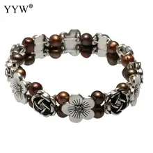 Женский браслет из пресноводного культивированного жемчуга с цветочным узором, Элегантный женский браслет, очаровательные женские превосходные ювелирные изделия, 5 нитей/Сумка