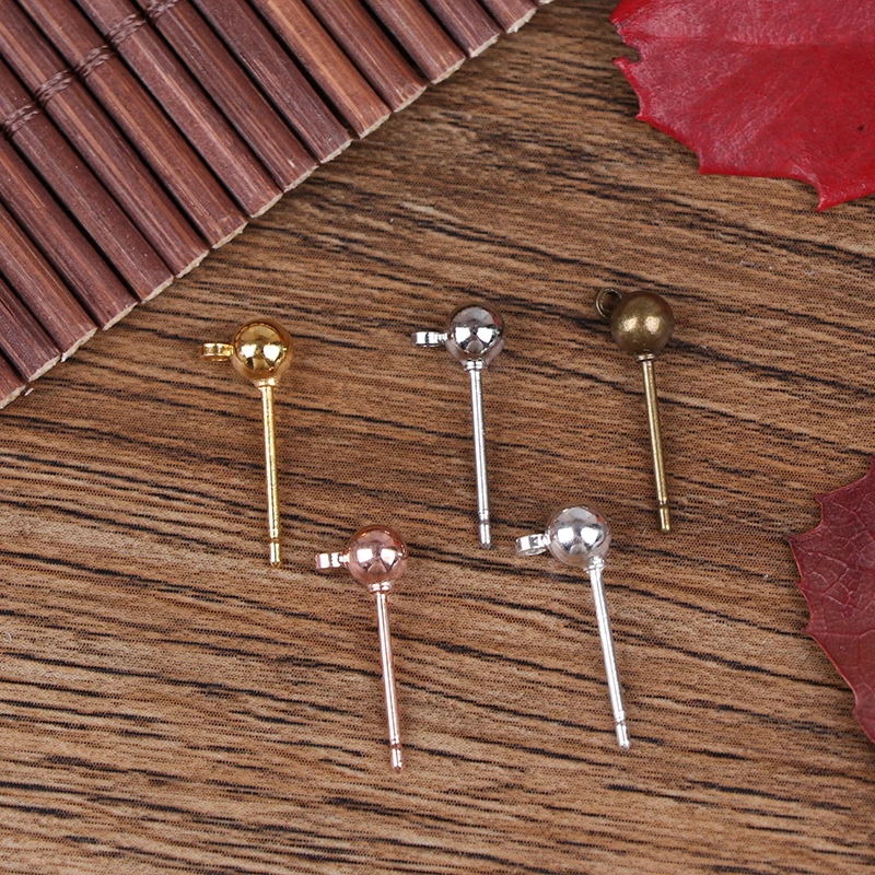 20pcs Stainless Steel Earrings For DIY Stud Earring Post With Ring For Jewelry Making Craft